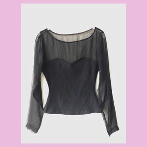 Vintage Drennen Top w/ Sheer Shoulder and Sleeves